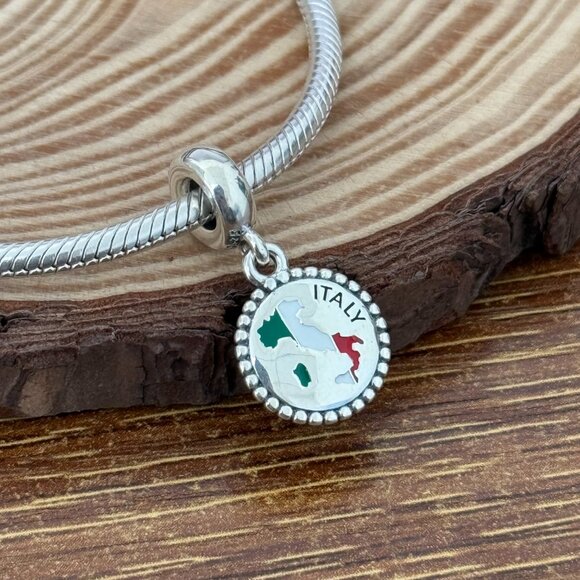 ITALY Map Flag Dangle Charm for Pandora Bracelet - S925 Silver - Picture 3 of 6